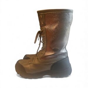 Lugz Silver & Black Glitter Winter Snow Boots Lace up Faux Fur Lining Size 11